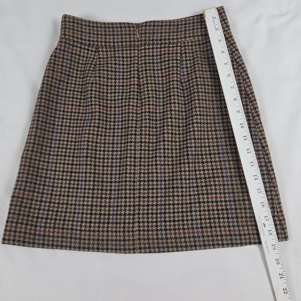 J Crew Brown Houndstooth Mini Skirt Preppy Academia Career A-line Size 2 - Picture 5 of 6